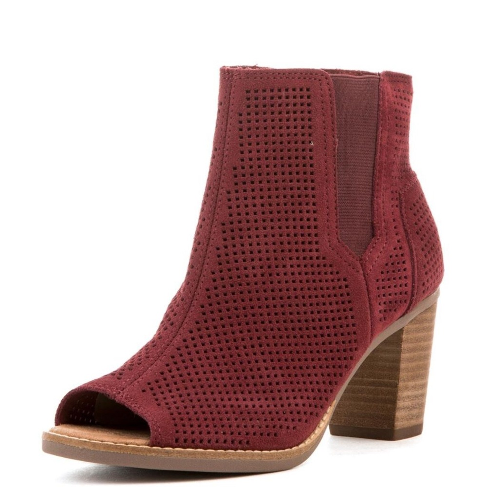 TOMS Majorca Burgundy Suede Booties